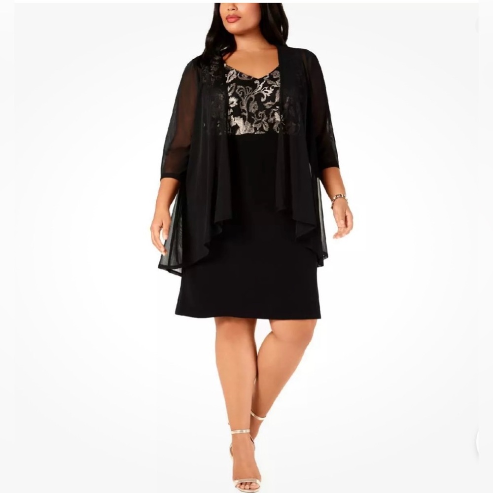 NWT Connected Apparel‎ dress size 24W black & silver cocktail dress 🖤🖤